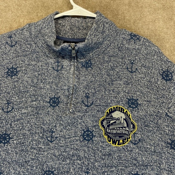 Disney 28 & Main Admiral Fowler Sweater Men's 2XL 1/4 Zip Pullover Cotton Ferry - Picture 2 of 13